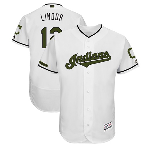 Indians #12 Francisco Lindor White Flexbase Authentic Collection 2018 Memorial Day Stitched MLB Jersey